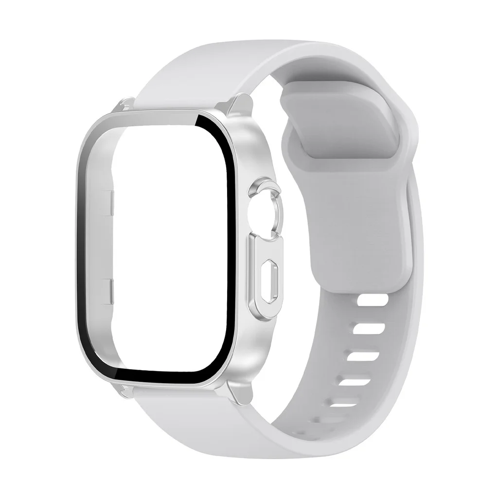 5-Piece Protective Set: Shell, Tempered Glass Protector, & Silicone Strap Band