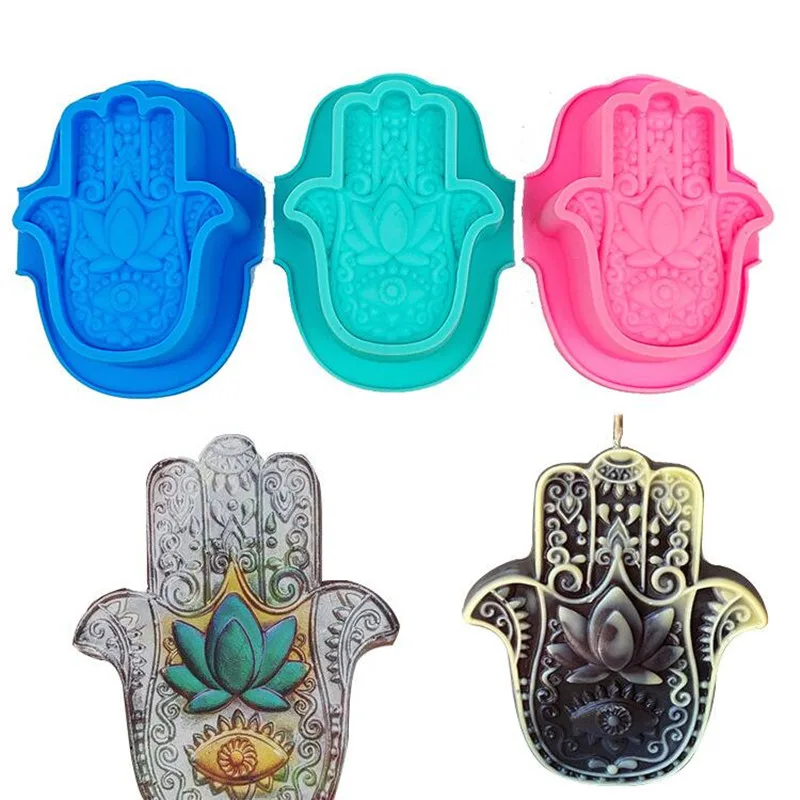 Fatima's Hand Buddha Hand Flower Silicone Mold Handmade Aromatherapy Soap Moulds Flower Shape God's Eye Candle Mold