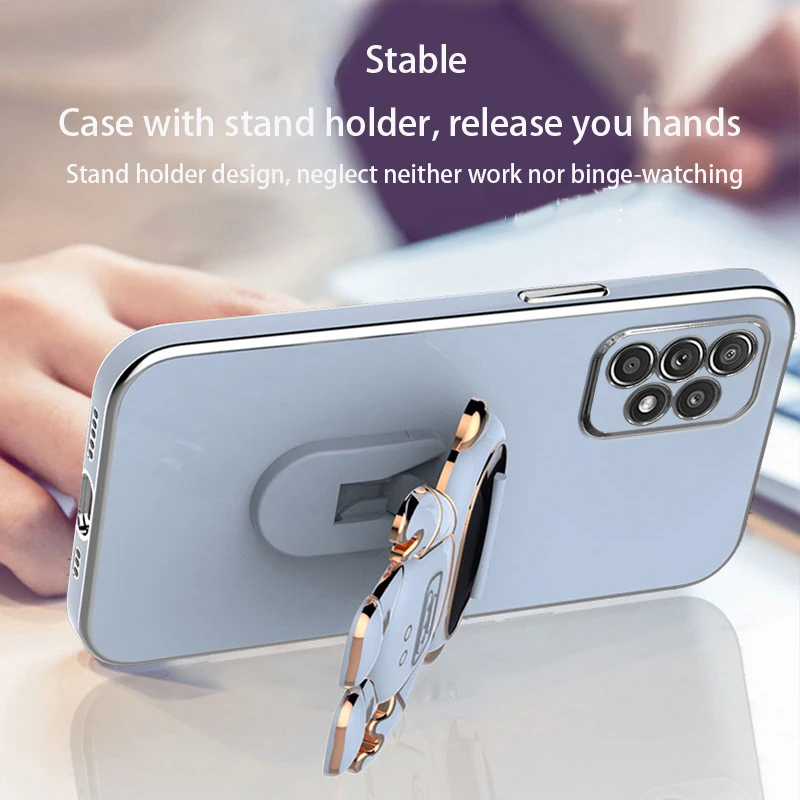 Astronaut Fold Stand Case For Samsung Galaxy A52 A53 A73 A72 A71 A70 A51 A50 A12 A23 A33 A10 A20S A21S A22 A02 M12 F22_voghion.com