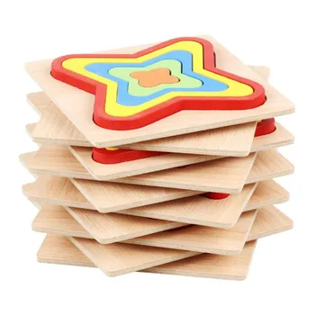 Baby Educational Wooden Toys Montessori Early Learning Rainbow Wooden 3d Puzzle Board Game Preschool Toys For Children 2