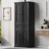 Bathroom Storage Cabinet with Doors and Drawer, Multiple Storage Space, Adjustable Shelf, Black 3