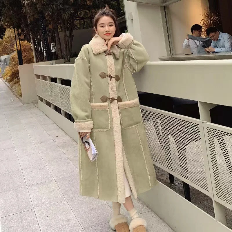 Fashion 2022 Winter Women High Quality Fur Coat Loose Lapel Thick Warm Plush Stylish Cashmere Casual Streetwear Lamb Wool Coat