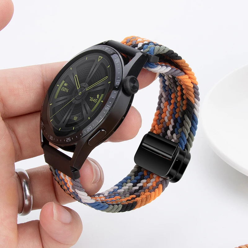 Nylon Braided Loop Strap Bracelet Band - Adjustable and Stylish, 20mm/22mm