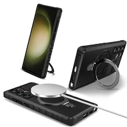 Magnetic Ring Holder Kickstand Case with Magsafe Stand Features for Samsung S26 Plus (Black)