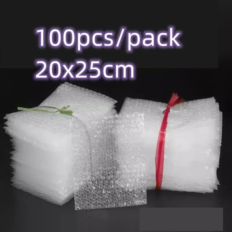 투명 봉투 포장 필름 우편물, 충격 방지 화이트 랩, 배송 포장 가방, 플라스틱 100 개, 거품 도매, 20x25cm