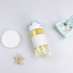 Cute Large Pop - Up Water Bottle with Straw - Portable Summer Fitness Cup - 480ML (White)