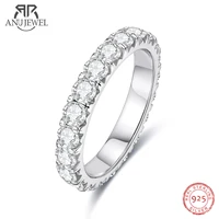 AnuJewel 3mm 2-3ct D Color Moissanite Wedding Band Ring 925 Sterling Silver Eternity Band Engagement Rings For Women 1