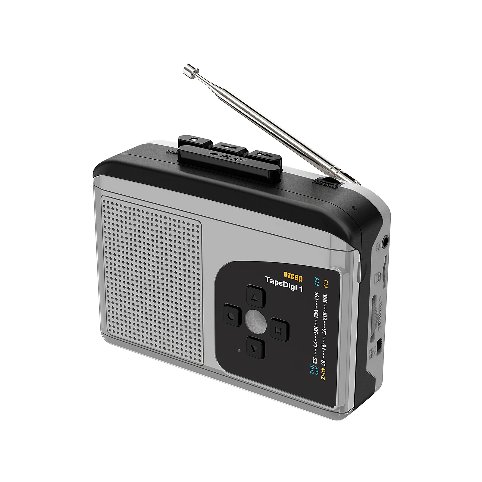 ezcap234 USB Cassette Player w/ Tape-to-MP3 Converter Built-in Speaker Microphone Portable Walkman Voice Recorder Support AM/FM