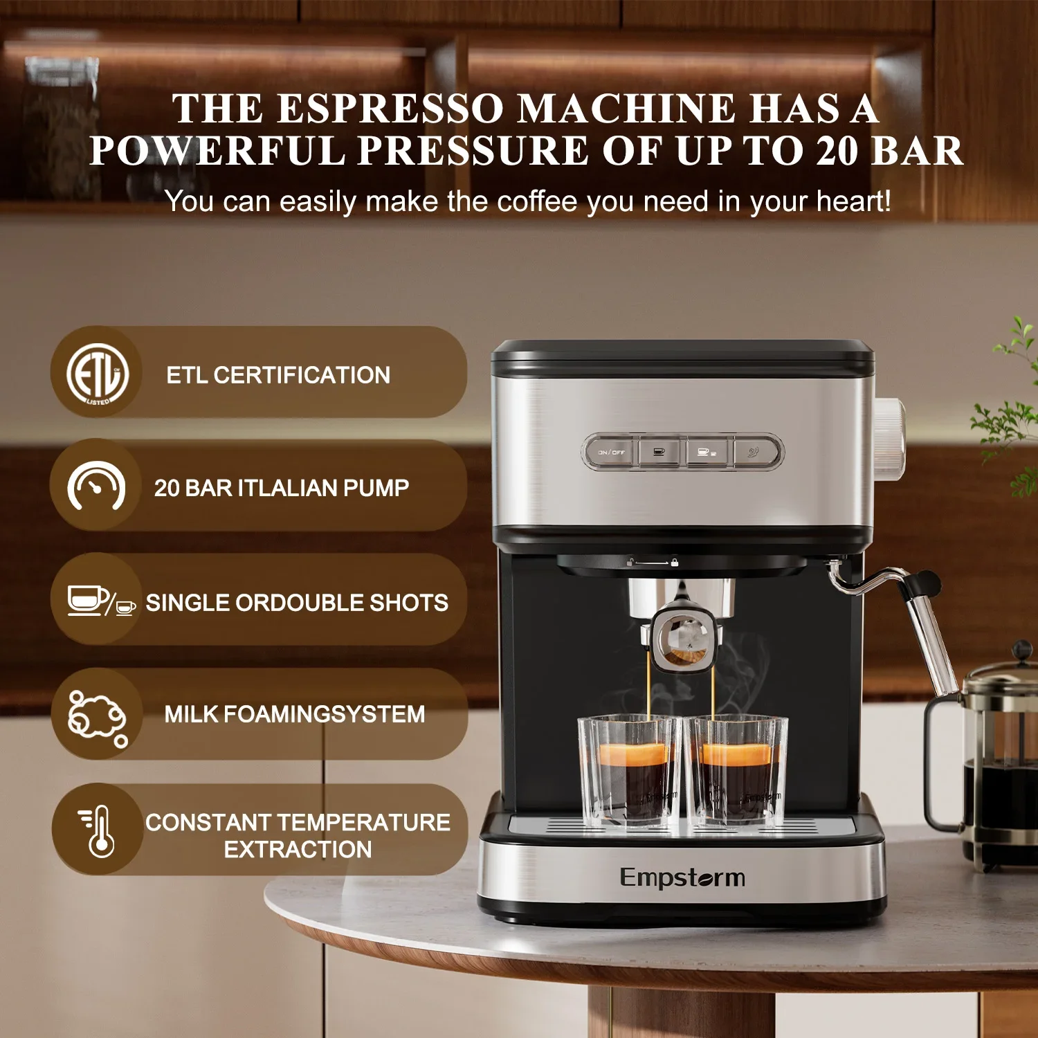 Empstorm Doorstep Delivery Multifunctional Cappuccino Maker 20bar Electric 3 in 1 Espresso Capsule Coffee Machine for Business 2
