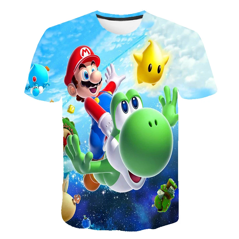 Children Cartoon Mario Bros T-shirts Kids Clothing Dinosaur T Shirt For Baby Boys Short Sleeve T-shirt Child Clothing 6