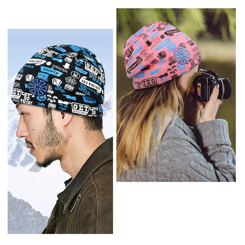 Mosodo Megmunkalás színe Kötött beanies Kalap téli Felmelegedés Sí Hódeszka hats férfiak Nők multicolor sapkák Árverseny Rugós kupak Sportág Süsü