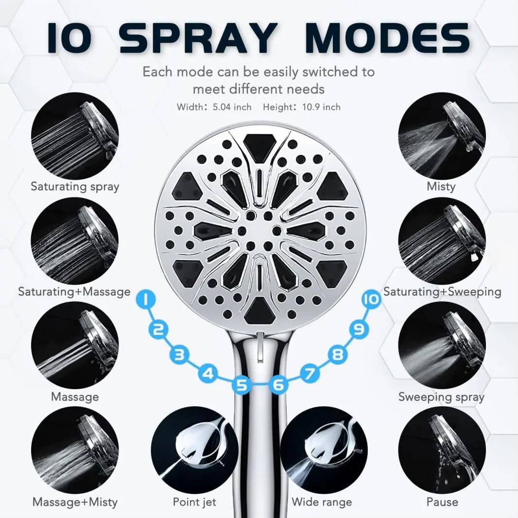 pressure 8 2 mode built-in electric washing, stainless steel chrome-plated shower head, 11 extended arm height/Angle adjustable 3
