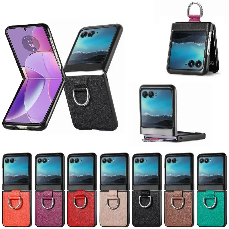 Elevate your Motorola Razr with our Premium PU Leather Folding Phone Case – Ultra-Durable, Elegant Design, and Solid Color Ring Holder