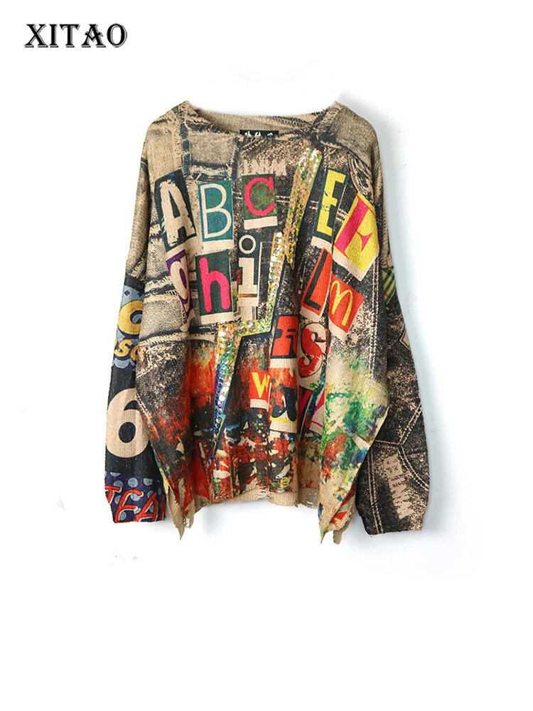 XITAO Letter Print Pattern Knitted Sweater Women 2020 Winter Casual Fashion New Style Minority All Match Clothes ZY1843 | Женская одежда