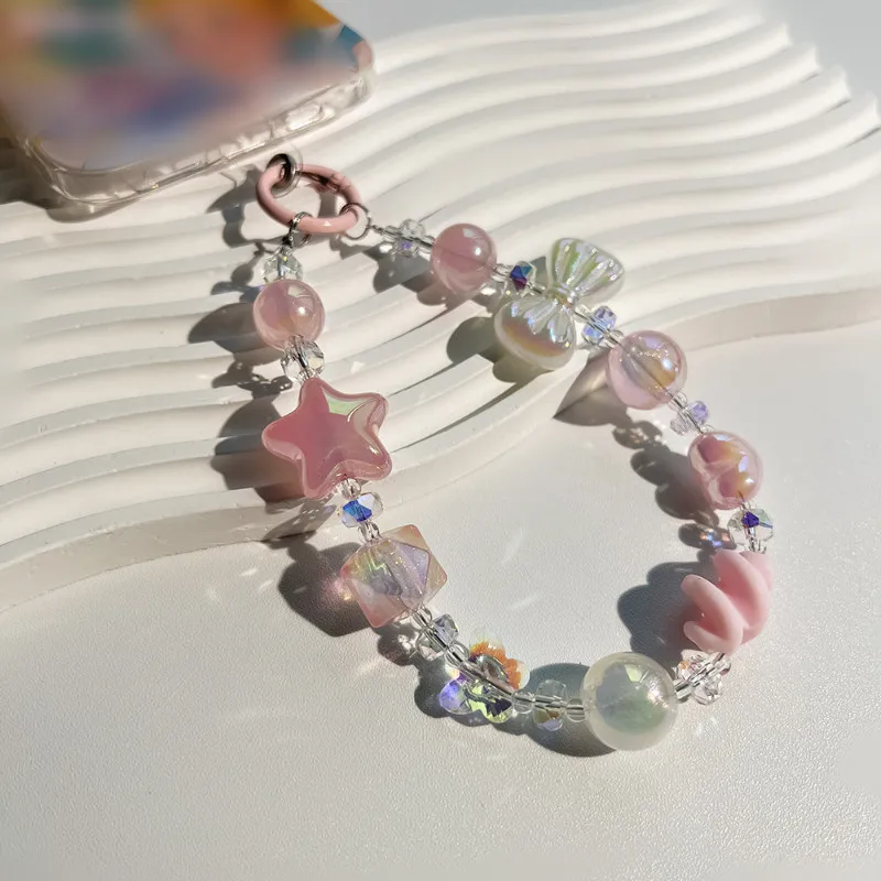 Luminous Bowknot Star Heart Bracelet Phone Strap - Kawaii Charm Phone Accessory