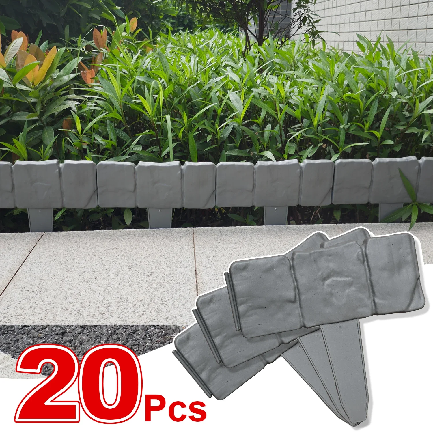 20/10pcs Plastic Garden Edging Border Imitation Stone Fence Panels Patio Outdoor Barrier garden fence artificial fence panels garden edging border