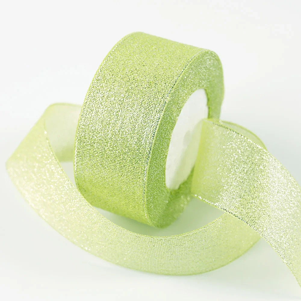 Glitter Organza Ribbon Bow for Decorations and Gift Wrapping, 40mm x 22m