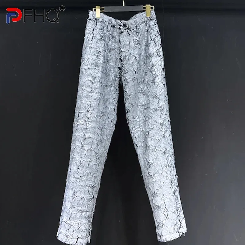 PFHQ Men's Niche Texture Pants Chic Personality Comfortable Sport Spring Delicacy High Street Straight Wide Leg Trousers 21Z4284