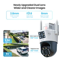 Caméra de sécurité WiFi PTZ ZOSI C298 Max 4K à double objectif (2x4MP) pour extérieur, ultra grand angle, zoom hybride 8X, détection de visage/véhicule, caméra IP 8MP 4