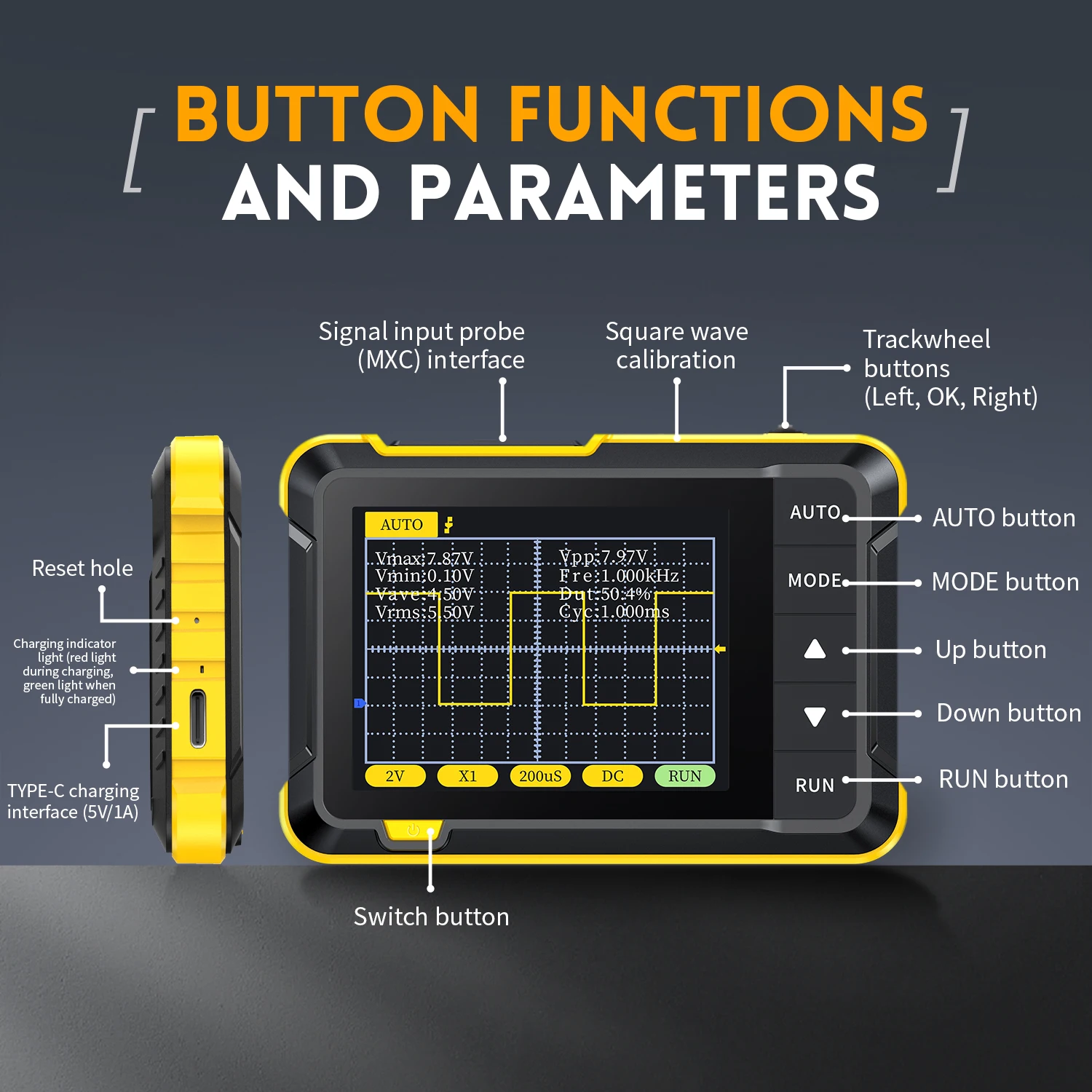 FNIRSI DSO152 Portable Mini Handled Digital Oscilloscope 200KHz Bandwidth 2.5MSa/s Sampling Rate Electronics Repair Tools