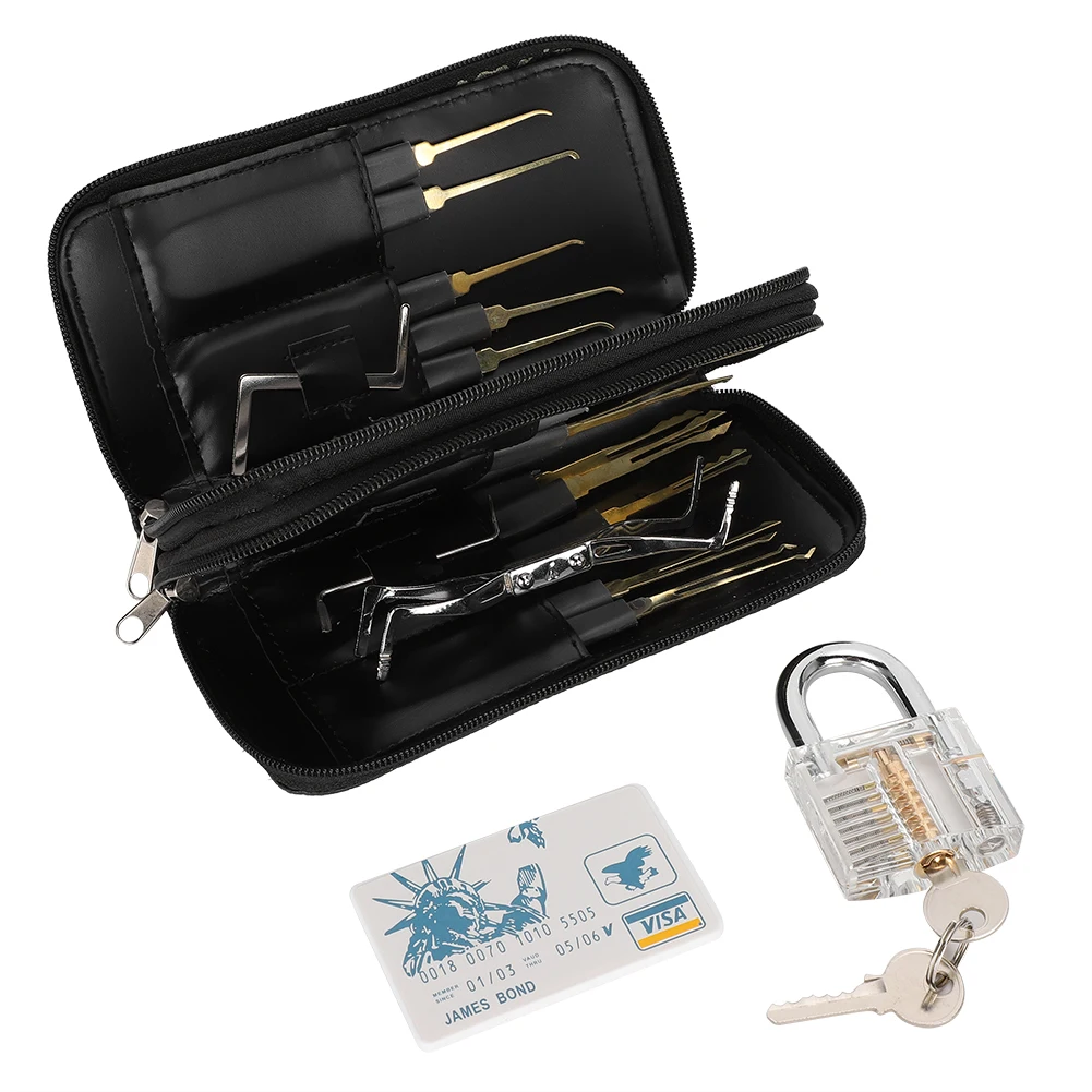 30Pcs Lock Pick Set Transparent Padlock Unlocking Tool Kit Locksmith Practice Accessory Home Improvement Hardware |