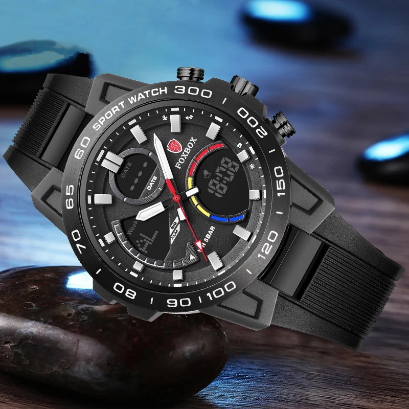 LIGE 2024 New Men Watches Sports LED Light Alarm Clock Dual Time Display 5Bar Waterproof Week Auto Date Man Wristwatches Quartz
