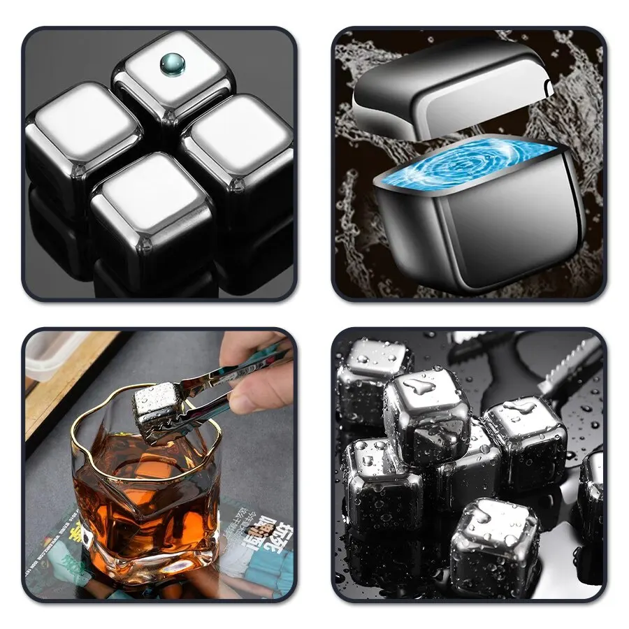 Stainless Steel Round Ball Cooling Cubes Stone Ice Cubes with Plastic Case  Tongs Drinks Cooler Beer Hielos De Acero Inoxidable - AliExpress