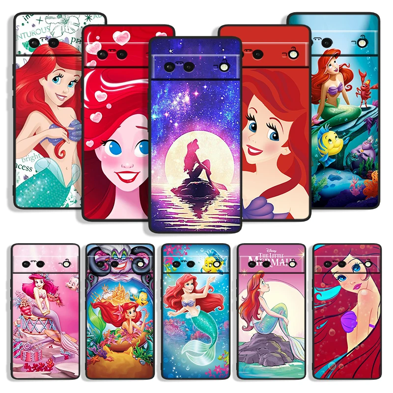 

Cute The Mermaid Shockproof Cover for Google Pixel 7 6a 6 5a 5 4 4A XL 5G Black Phone Case Soft Fundas Coque
