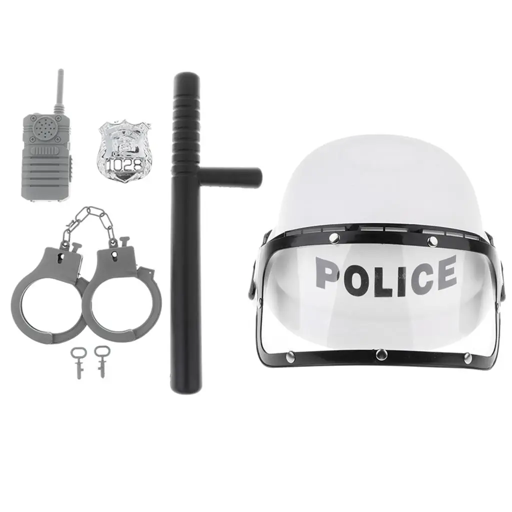 Toys-Kids Dress Up Role play set Riot Cop Helmet Badge spontoon Cuffs and Costume Set 5Pcs/set princess pretend toys