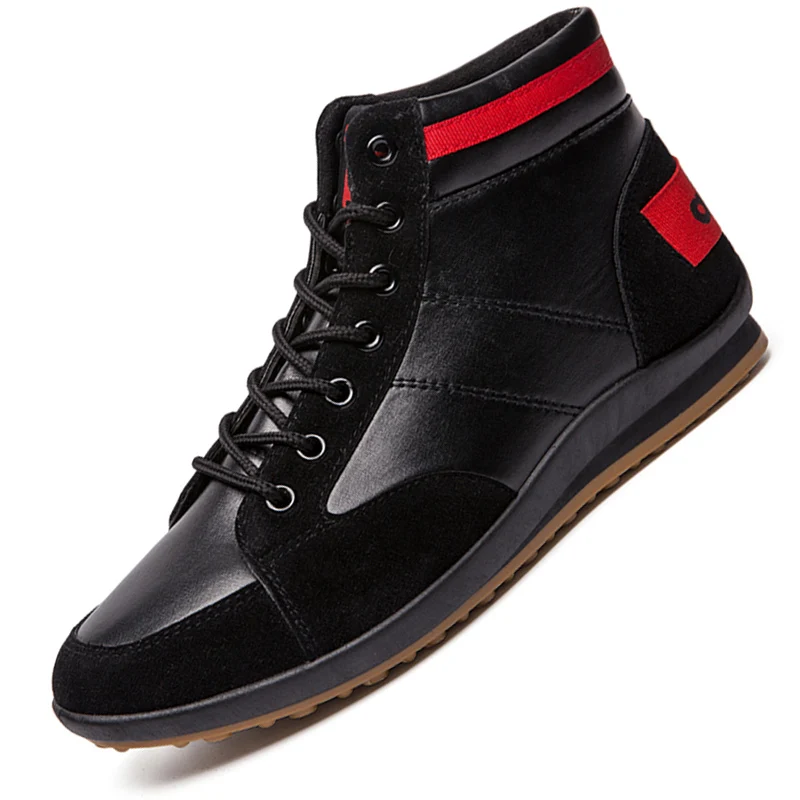 

Men Casual Leather Quality Split Leather Shoes Hot Sale Lace-up High Gang Shoes Slip on Comfortable Shoes