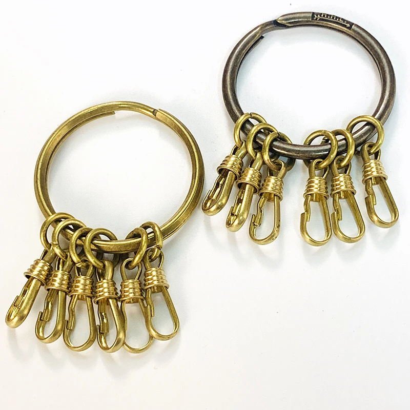 Simple Pure Copper Multi Ring Home Key Chain Men Brass Retro Car Keychain Key Ring Durable Suitable For Multiple Key