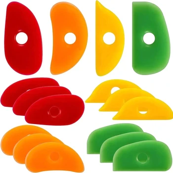 4 pièces côtes en caoutchouc souple pour poterie argile Silicone céramique outils pour bricolage lisse formes sculpture poterie céramique argile outil 1