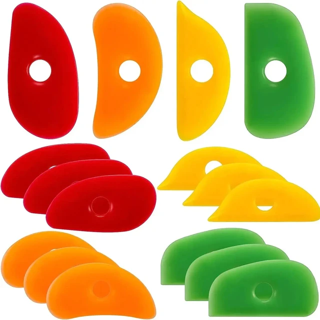 4 pièces côtes en caoutchouc souple pour poterie argile Silicone céramique outils pour bricolage lisse formes sculpture poterie céramique argile outil 1