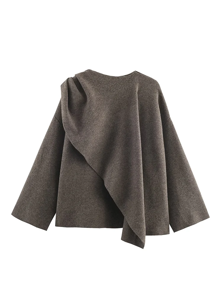 Winter Women's Scarf Coat Long Sleeve Knitted Elegant Scarf Shawl Jackets Women Streetwear Causal Loose Fit Knitted Coats