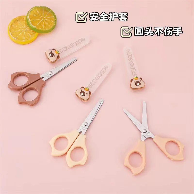 3Pcs Capybara Scissors for Paper Cutter,Stationery Scissors,Soft Handle Scissors,Portable Scissors Cutter