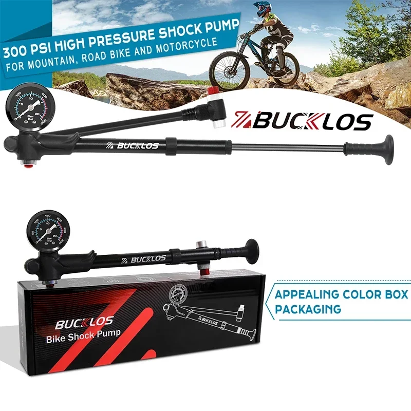 Mountain Bicycle Air Shock Pump with Gauge for Fork Rear Suspension Bike Tire In
