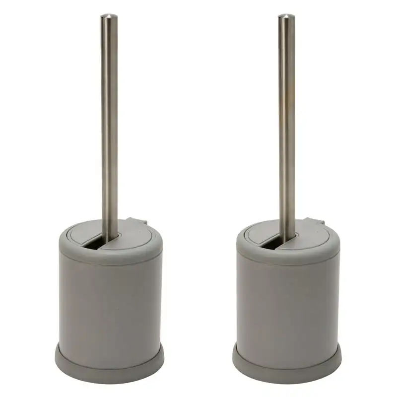 

Pack Self Closing Lid Toilet Brush and Holder in Grey