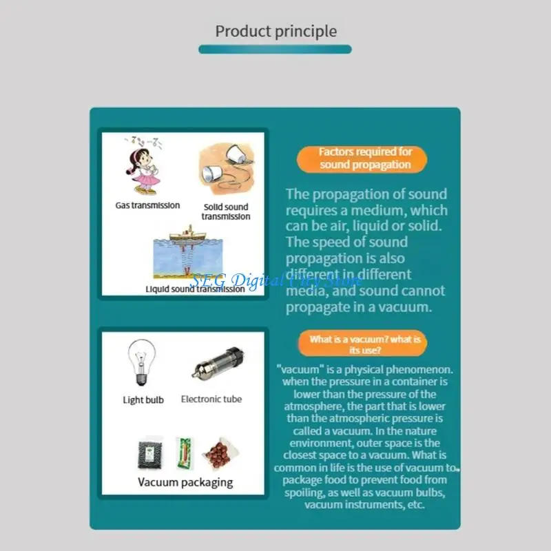 U75B 어린이 물리학 실험 진공 음향을 위한 안전한 플라스틱 교육 도구