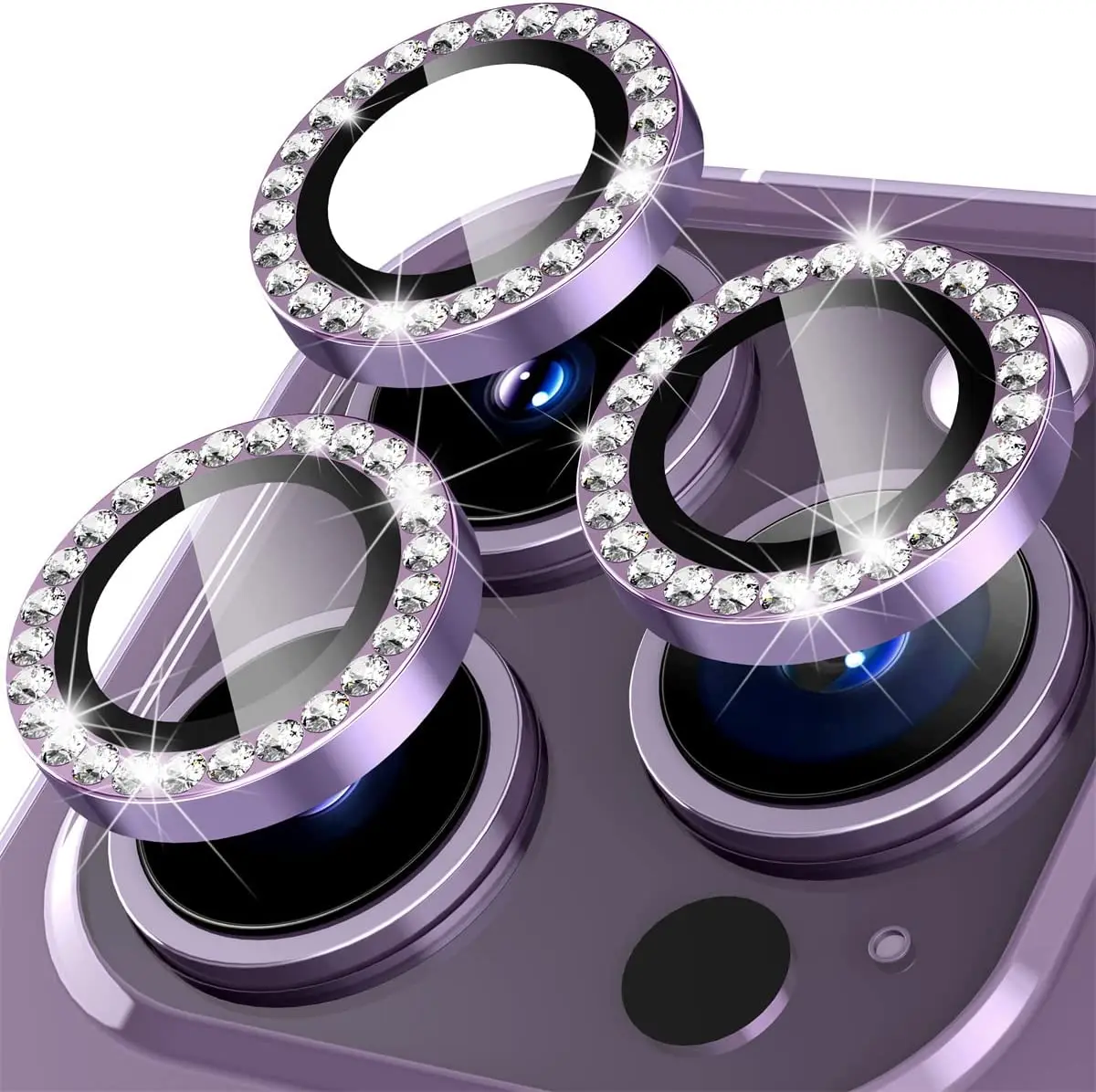 Protector de lente de cámara de diamante brillante para iPhone 14 Pro Max  Plus 13 12 Mini 14Pro, película de protección de vidrio templado para iPhone  14