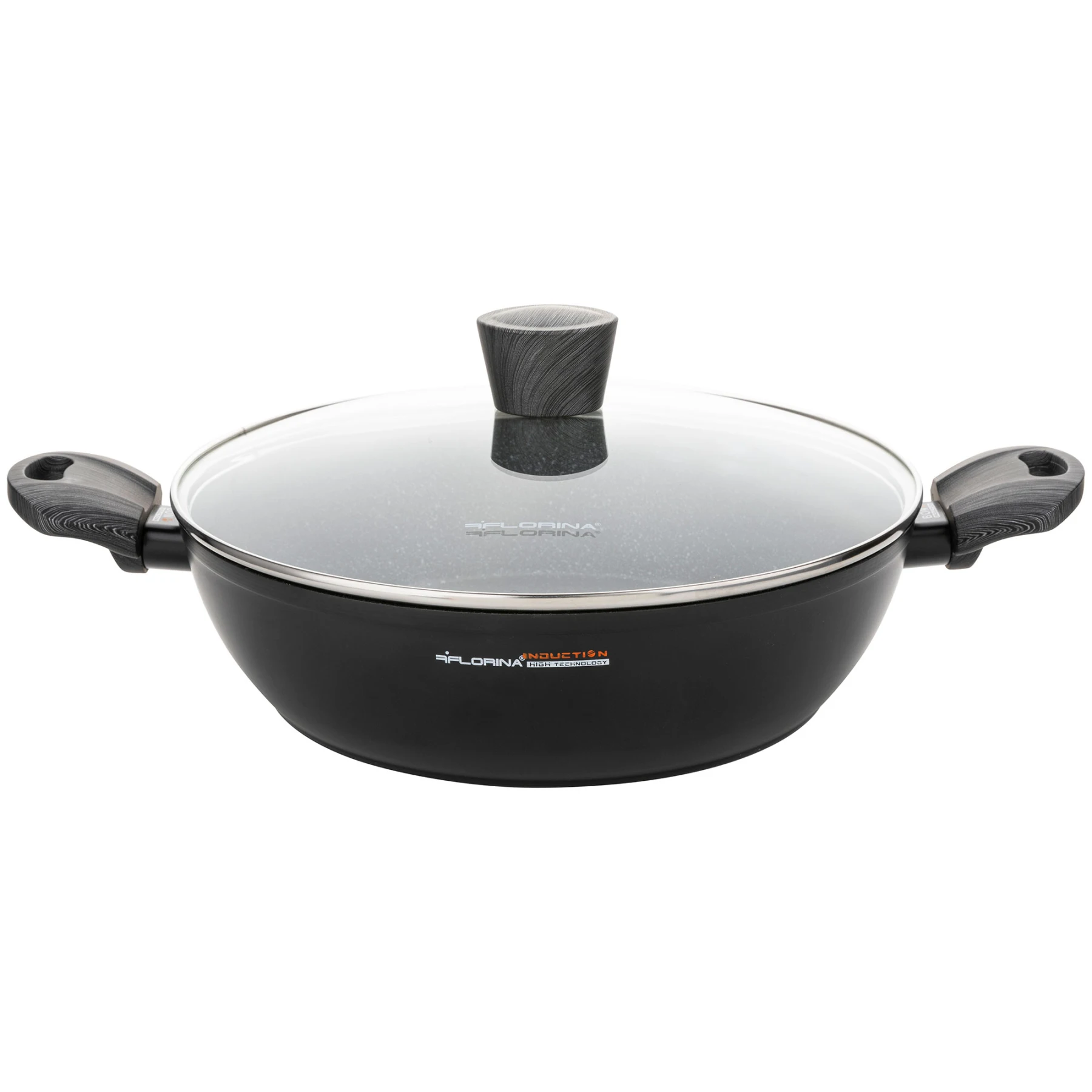 Florina Bonus 3.8L Low Induction Casserole, Glass Cover 28cm, Non stick