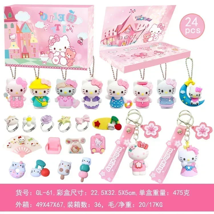 Hello Kitty Christmas Advent Calendar Xmas Gift Box Kids Toys Sanrio Anime Figures Kuromi Melody Halloween Cosplay Accessories