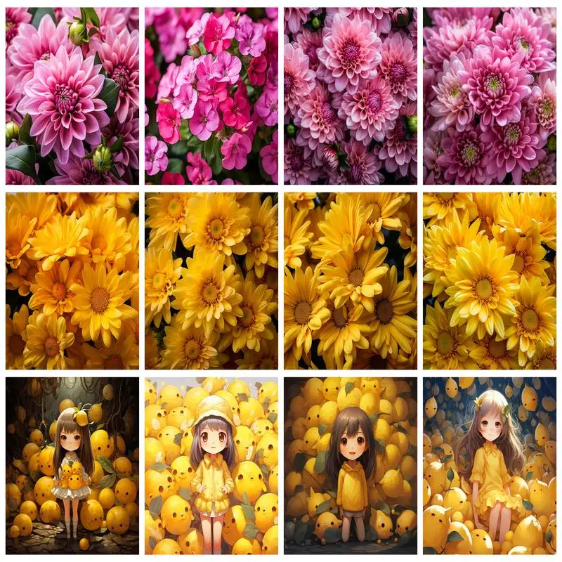 

RUOPOTY DIY Diamond Painting Flower Full Round/Square Diamond Mosaic Embroidery Cross Stitch Kits Home Decor