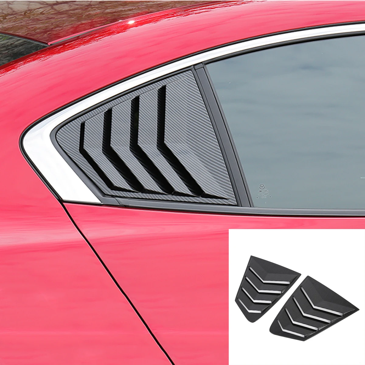 

For Mazda 3 (BP) Sedan Hatchback 2019-2022 Carbon Fiber Look Exterior Refit Kit Car Rear Window Louver Shutter Panel Cover Trim