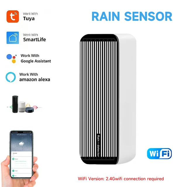 iHseno Tuya Smart Wifi Rain Sensor Smart Life APP Remote Control 2in1 Rainwater flood Detector for House Outdoor 1