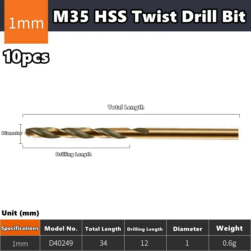 1mm-14mm 1pc/10pcs Cobalt Drill Bits For Metal Wood Working M43 HSS Co Steel Straight Shank 1-13mm Tw-ist Drill Bit Metalworking image 7