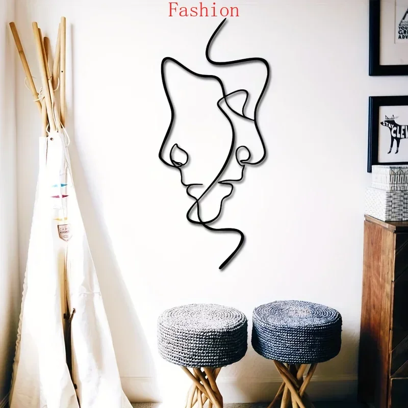 

Minimalist Couple Face Line Art Home Decals Aesthetic Abstract Art Decor Person Sticker Bedroom Livingroom Apartment Store Decor