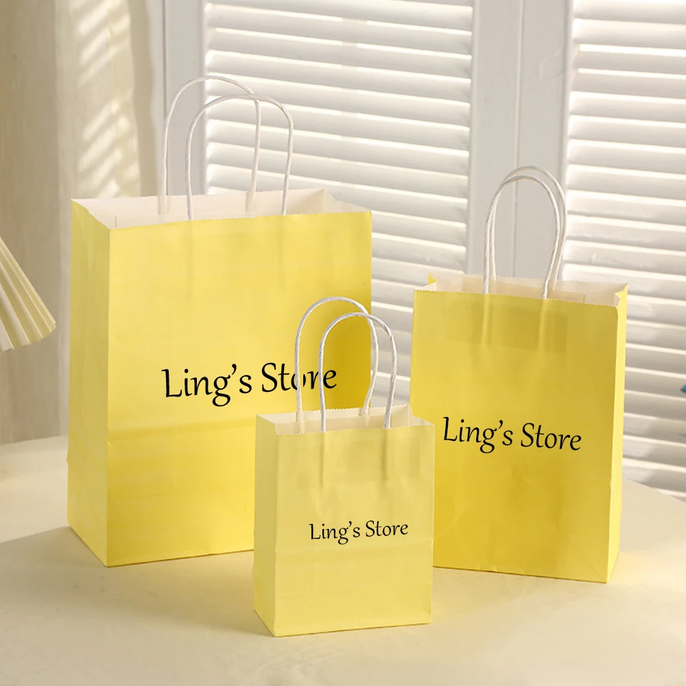 50 Stück Personalisierte Logo-Schmuck-Kraftpapiertüten mit Griffen für Hochzeiten, Einkäufe, Geschenke, Neugeborenen-Partys, Seifenverpackungen – Detail 6