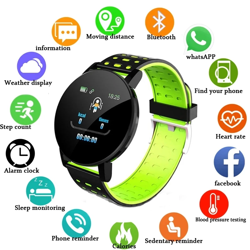 119Plus Smart Sports Bracelet Real-time Weather Forecast Activity Tracker Smart Watch Heart Rate Monitor Waterproof Wristband