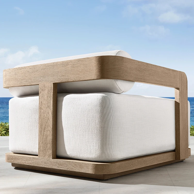 High-End Garden Sofa Set Luxury Yacht Solid Wood Sofa Hotel Patio Outdoor Furniture Design Villa Backyard Teak