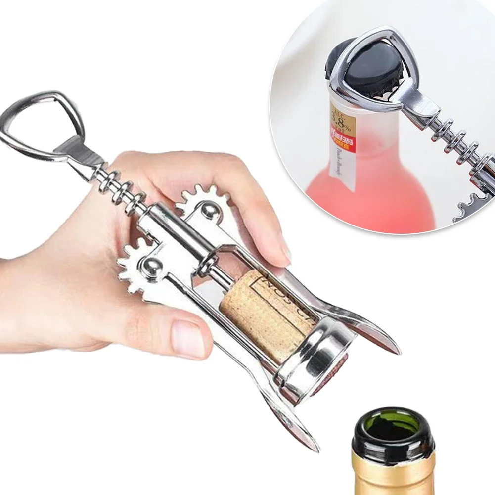 Stainless Steel Wing Corkscrew Wine Opener, Waiters Corkscrew Cork And Beer Cap Bottles Opener Remover Used In Kitchen Restaurant Chateau And Bars 2